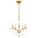 Priscilla 22"H x 18"W 5-Light Crystal Chandelier in Heirloom Gold