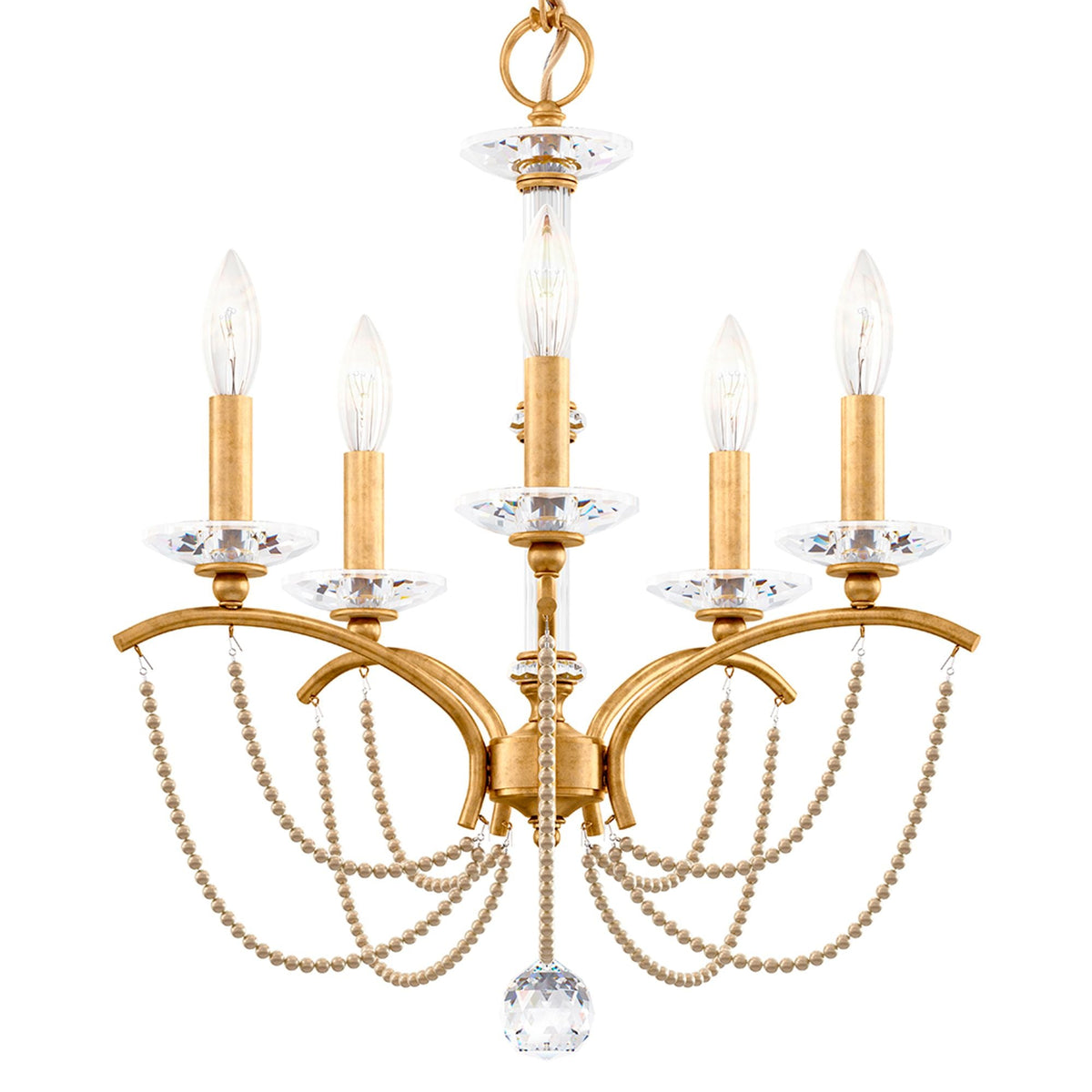 Priscilla 22"H x 18"W 5-Light Crystal Chandelier in Heirloom Gold