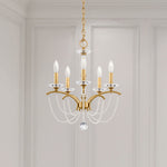 Priscilla 22"H x 18"W 5-Light Crystal Chandelier in Heirloom Gold