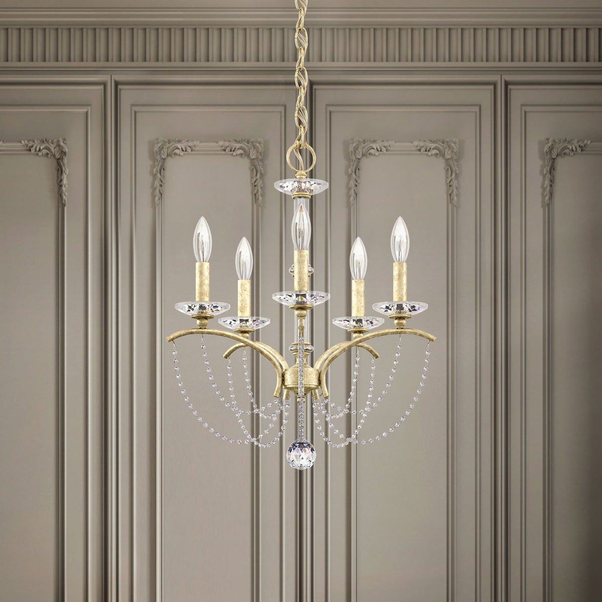 Priscilla 22"H x 18"W 5-Light Crystal Chandelier in Heirloom Silv