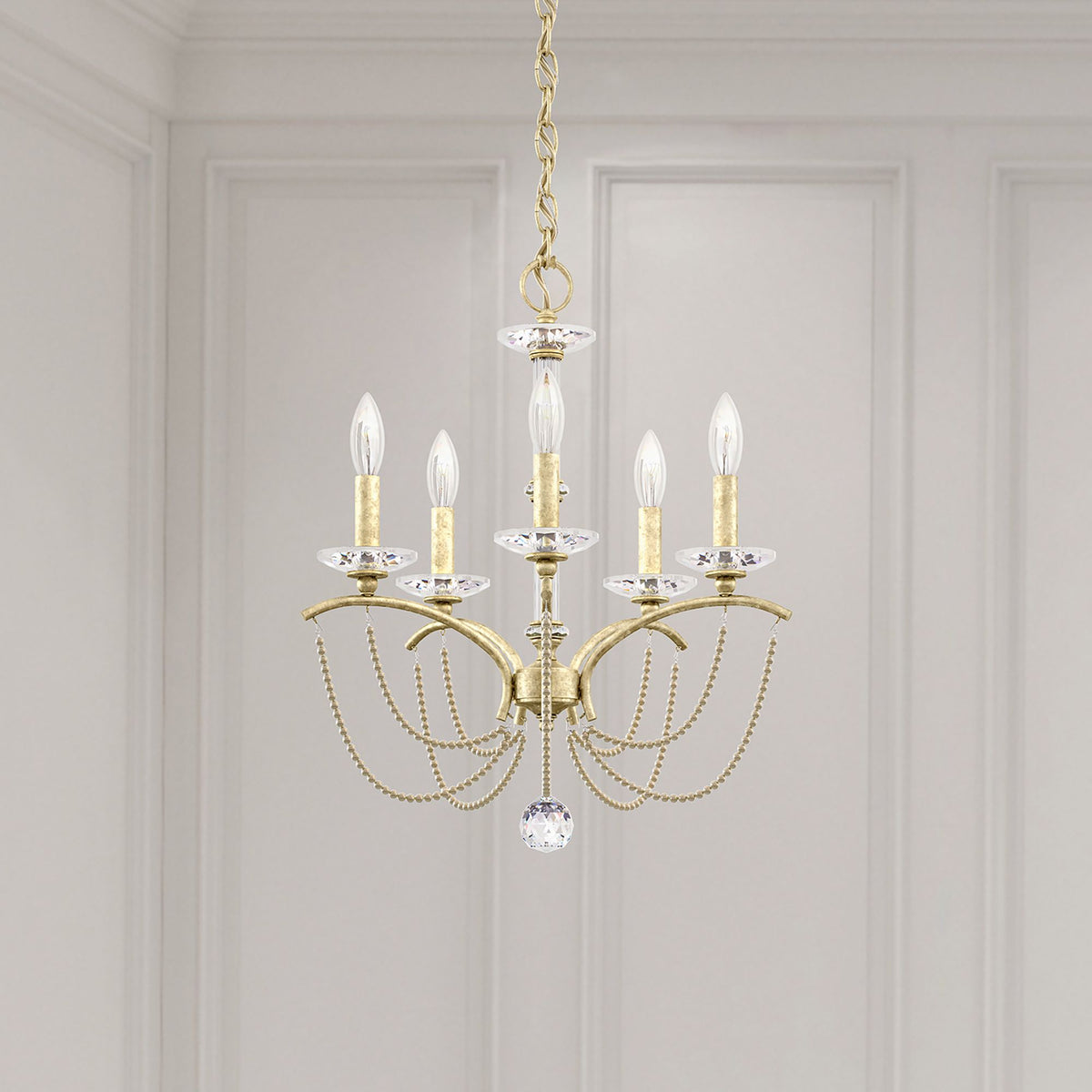 Priscilla 22"H x 18"W 5-Light Crystal Chandelier in Heirloom Silv