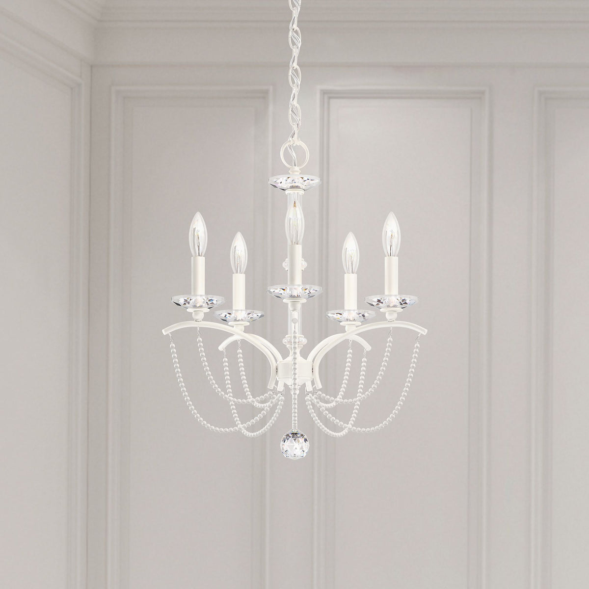 Priscilla 22"H x 18"W 5-Light Crystal Chandelier in White