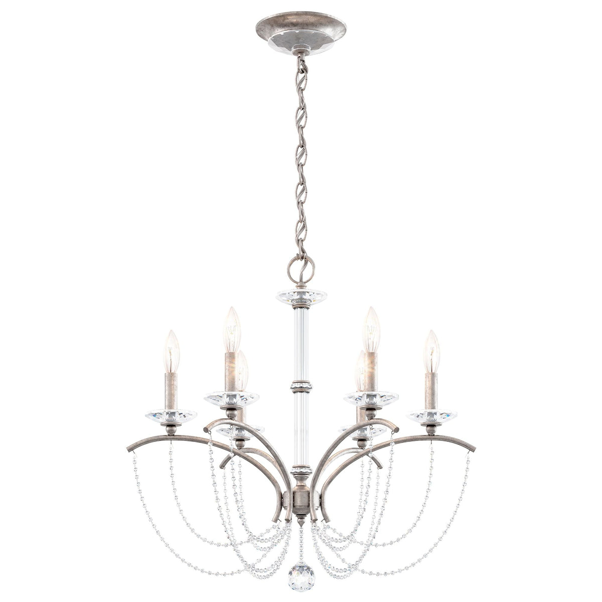 Priscilla 23.5"H x 23.5"W 6-Light Crystal Chandelier in Antique S