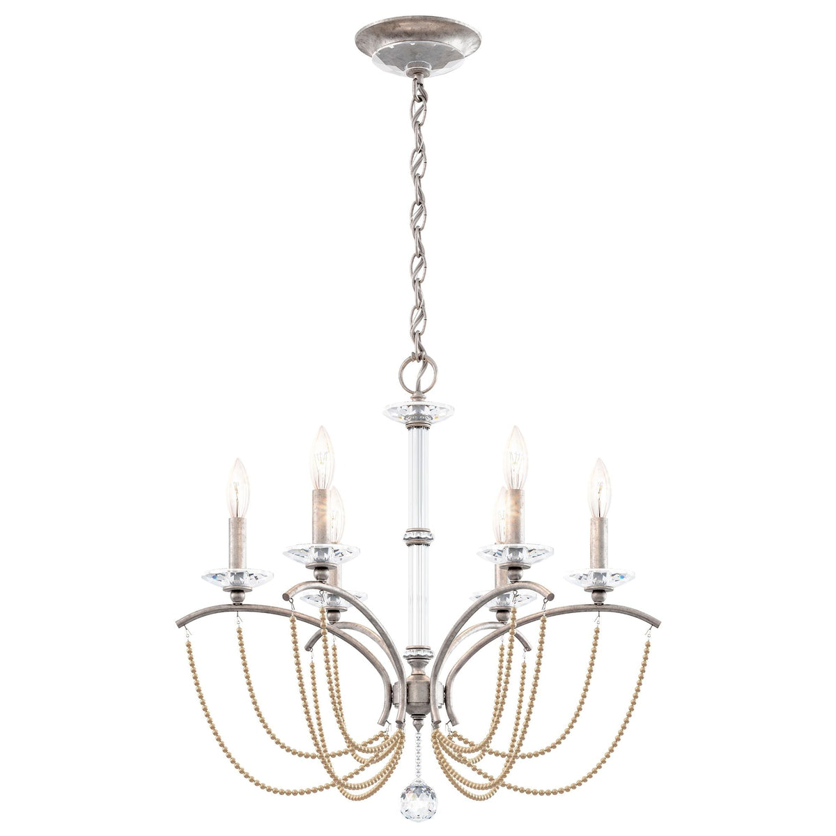 Priscilla 23.5"H x 23.5"W 6-Light Crystal Chandelier in Antique S