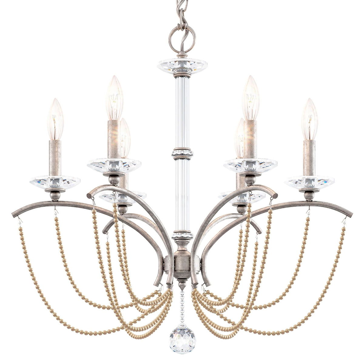 Priscilla 23.5"H x 23.5"W 6-Light Crystal Chandelier in Antique S