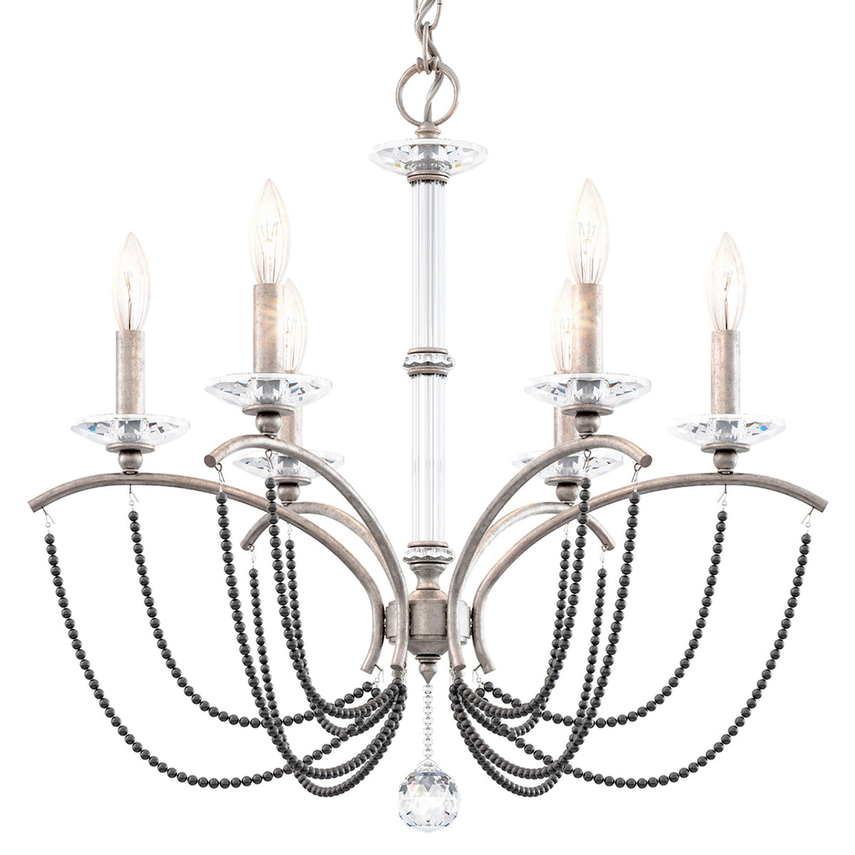 Priscilla 23.5"H x 23.5"W 6-Light Crystal Chandelier in Antique S