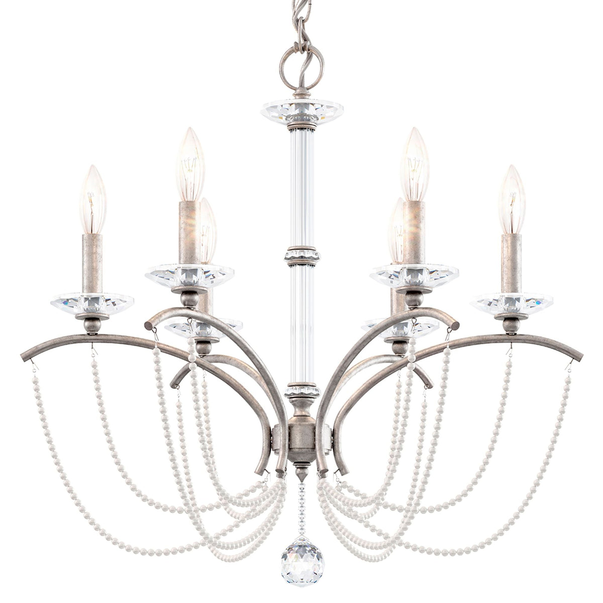 Priscilla 23.5"H x 23.5"W 6-Light Crystal Chandelier in Antique S