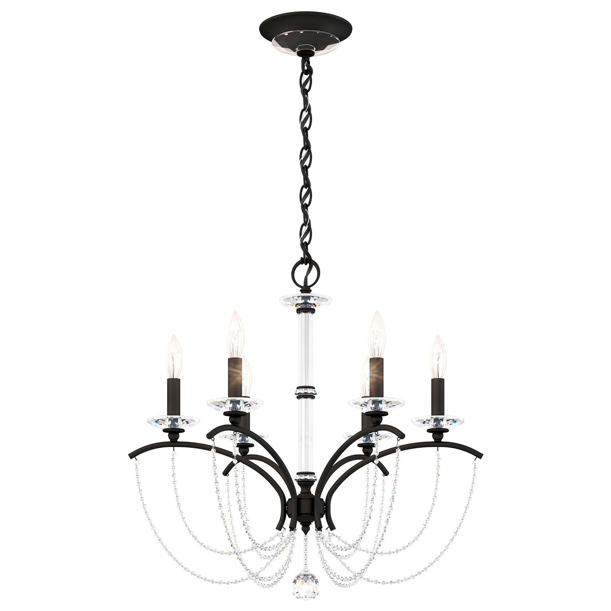 Priscilla 23.5"H x 23.5"W 6-Light Crystal Chandelier in Black