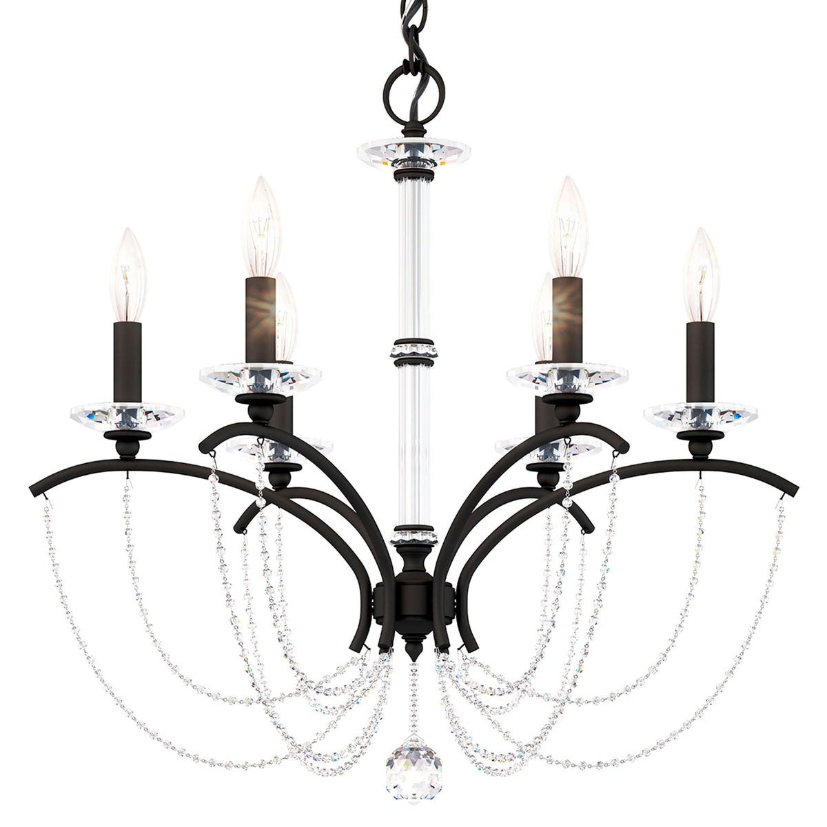 Priscilla 23.5"H x 23.5"W 6-Light Crystal Chandelier in Black