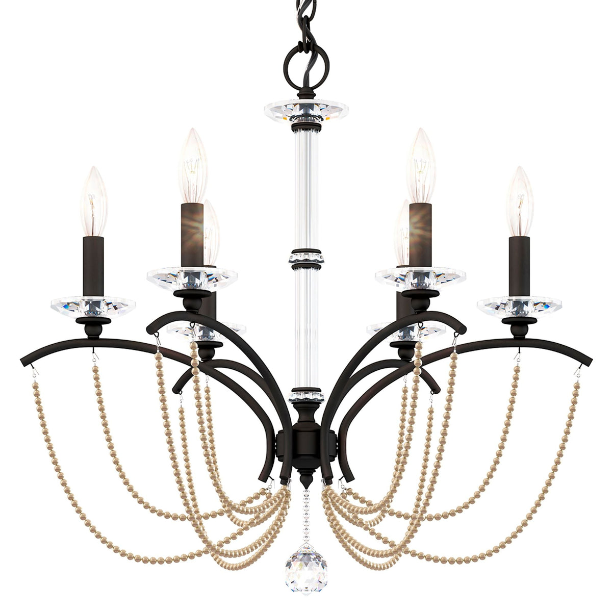 Priscilla 23.5"H x 23.5"W 6-Light Crystal Chandelier in Black