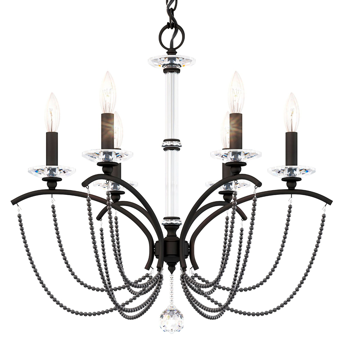 Priscilla 23.5"H x 23.5"W 6-Light Crystal Chandelier in Black
