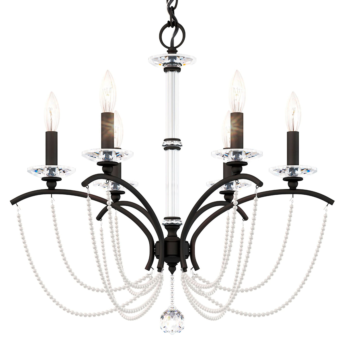 Priscilla 23.5"H x 23.5"W 6-Light Crystal Chandelier in Black