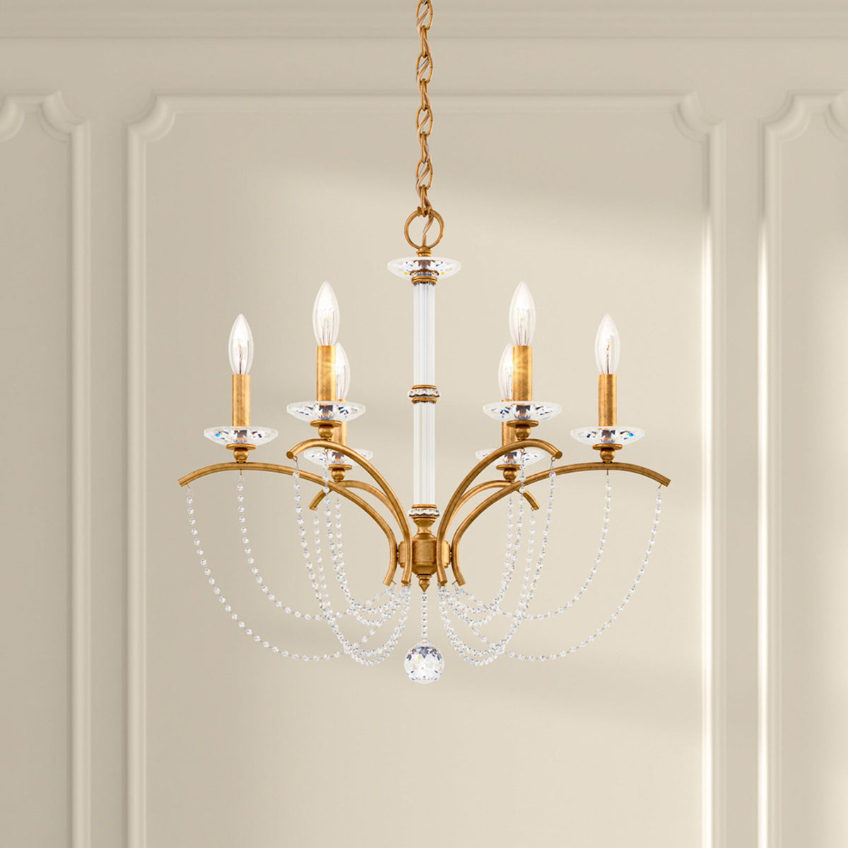 Priscilla 23.5"H x 23.5"W 6-Light Crystal Chandelier in Heirloom
