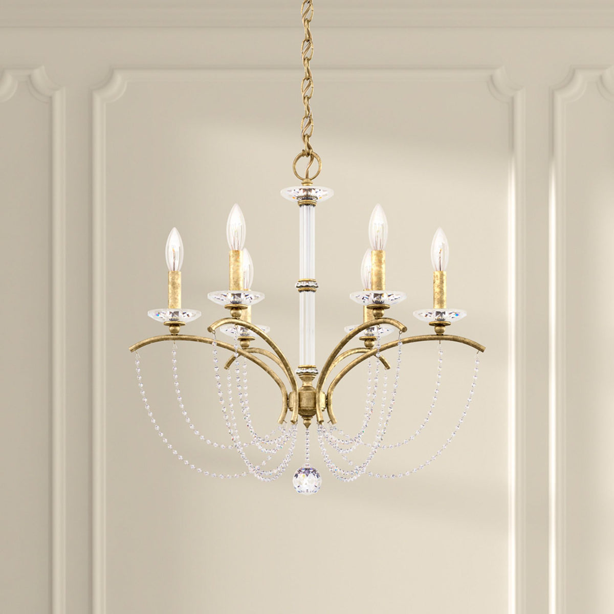 Priscilla 23.5"H x 23.5"W 6-Light Crystal Chandelier in Heirloom