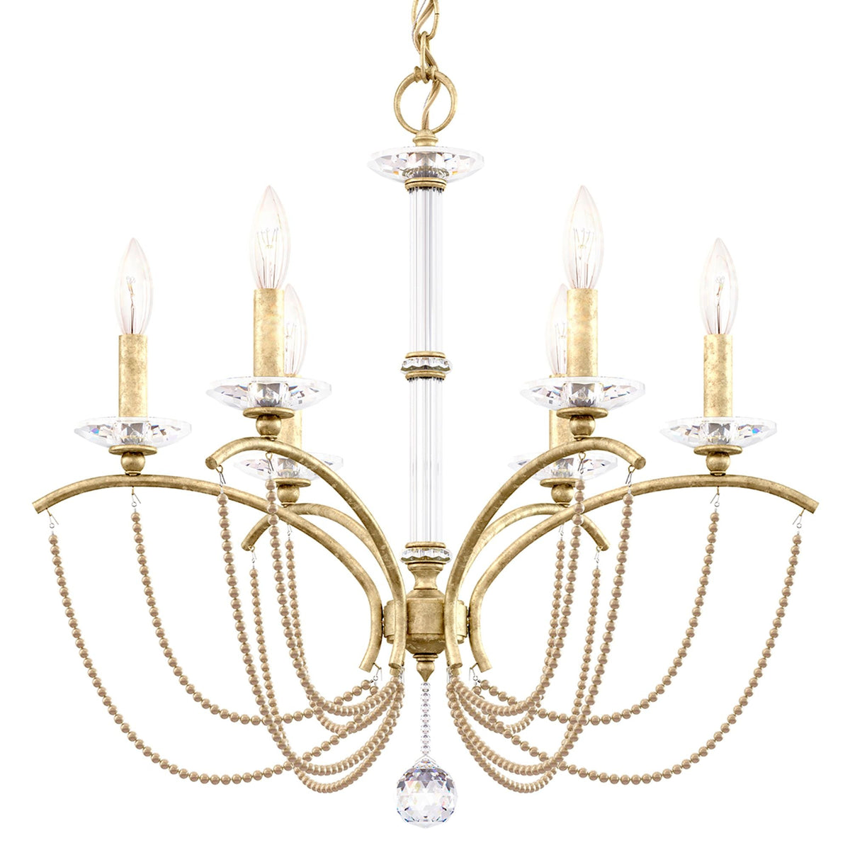 Priscilla 23.5"H x 23.5"W 6-Light Crystal Chandelier in Heirloom