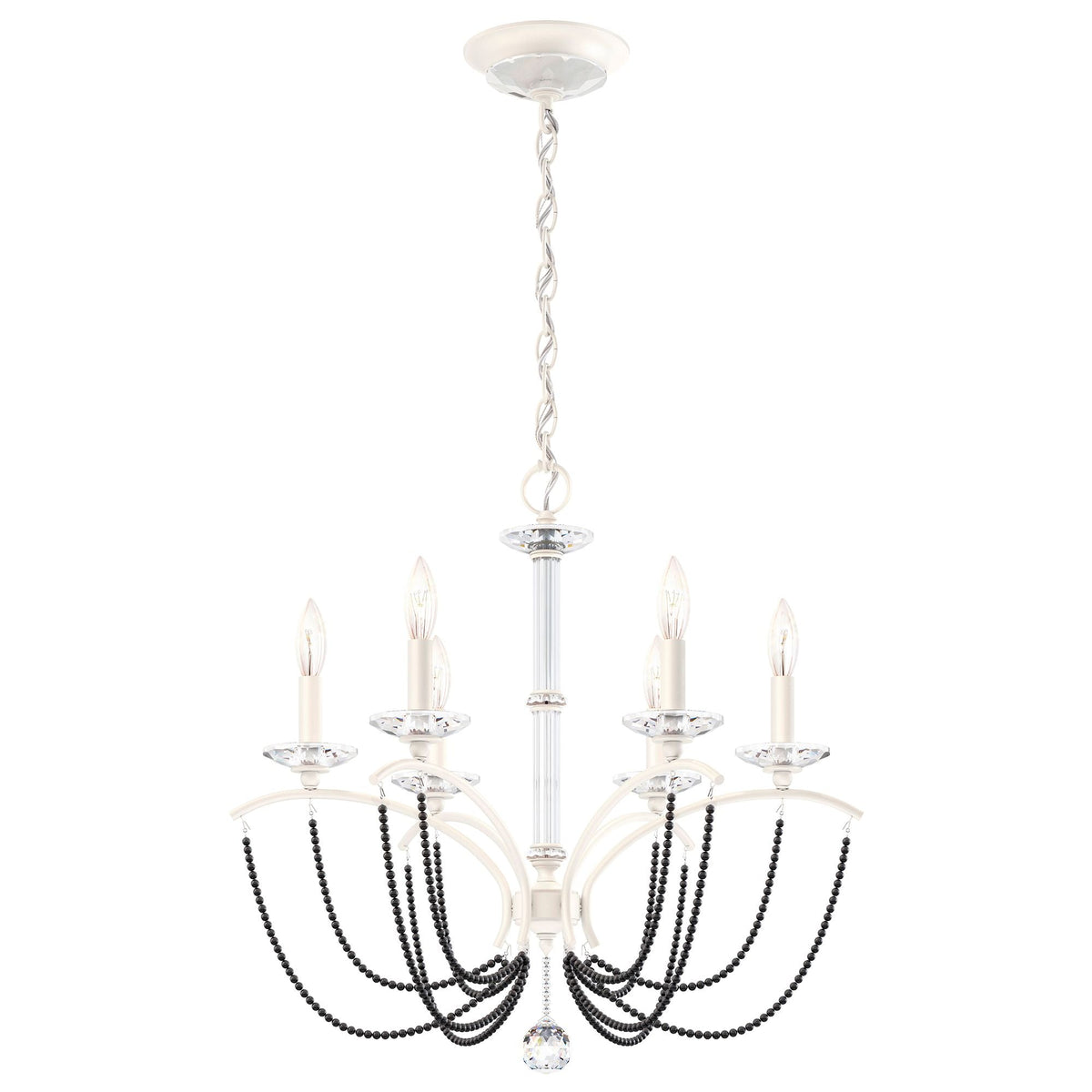 Priscilla 23.5"H x 23.5"W 6-Light Crystal Chandelier in White