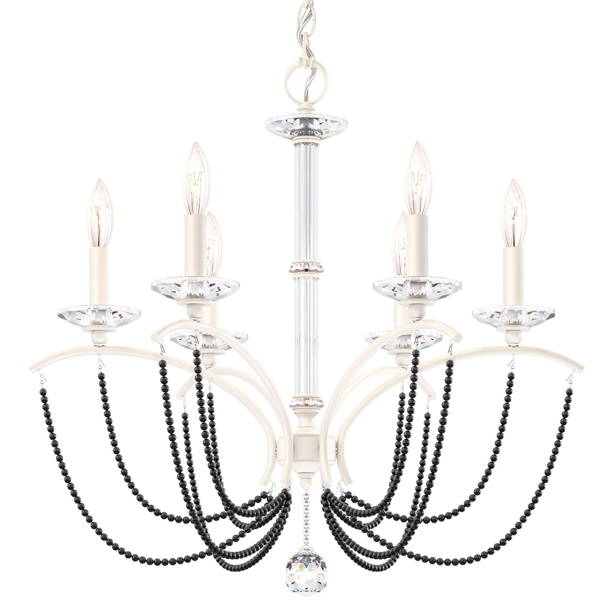 Priscilla 23.5"H x 23.5"W 6-Light Crystal Chandelier in White