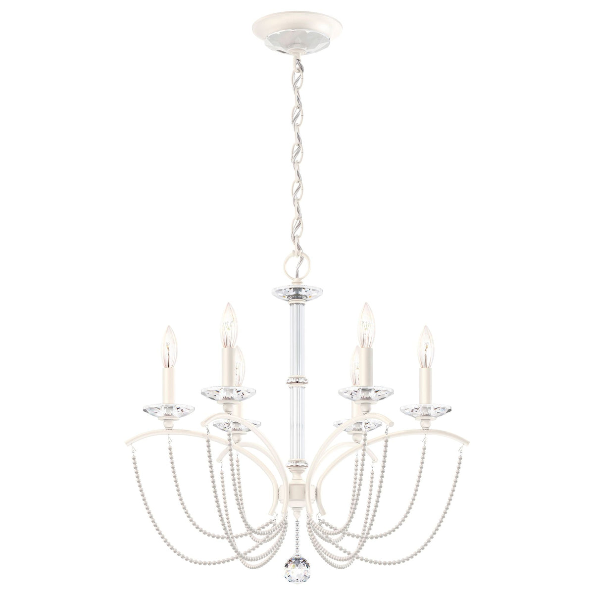 Priscilla 23.5"H x 23.5"W 6-Light Crystal Chandelier in White