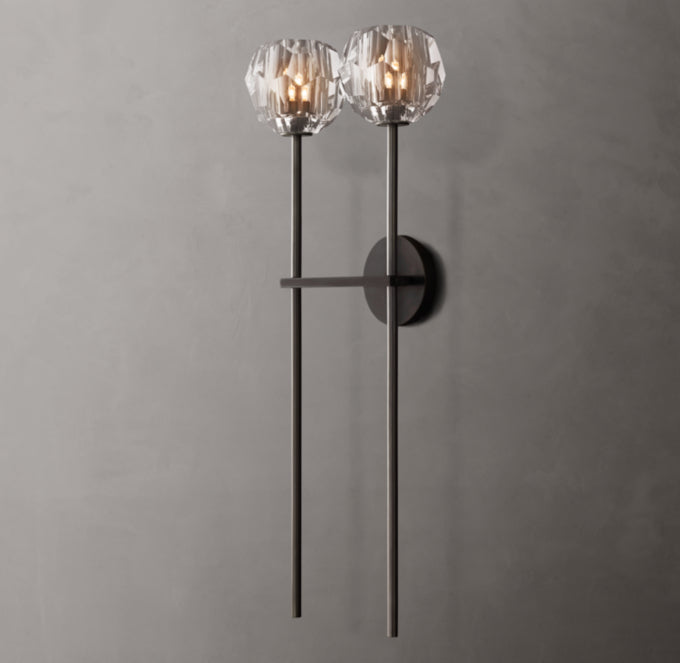 Boule De Cristal Clear Glass Grand Double Sconce