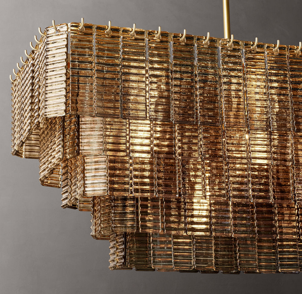 Sirene Smoke Glass Rectangular Chandelier 59"