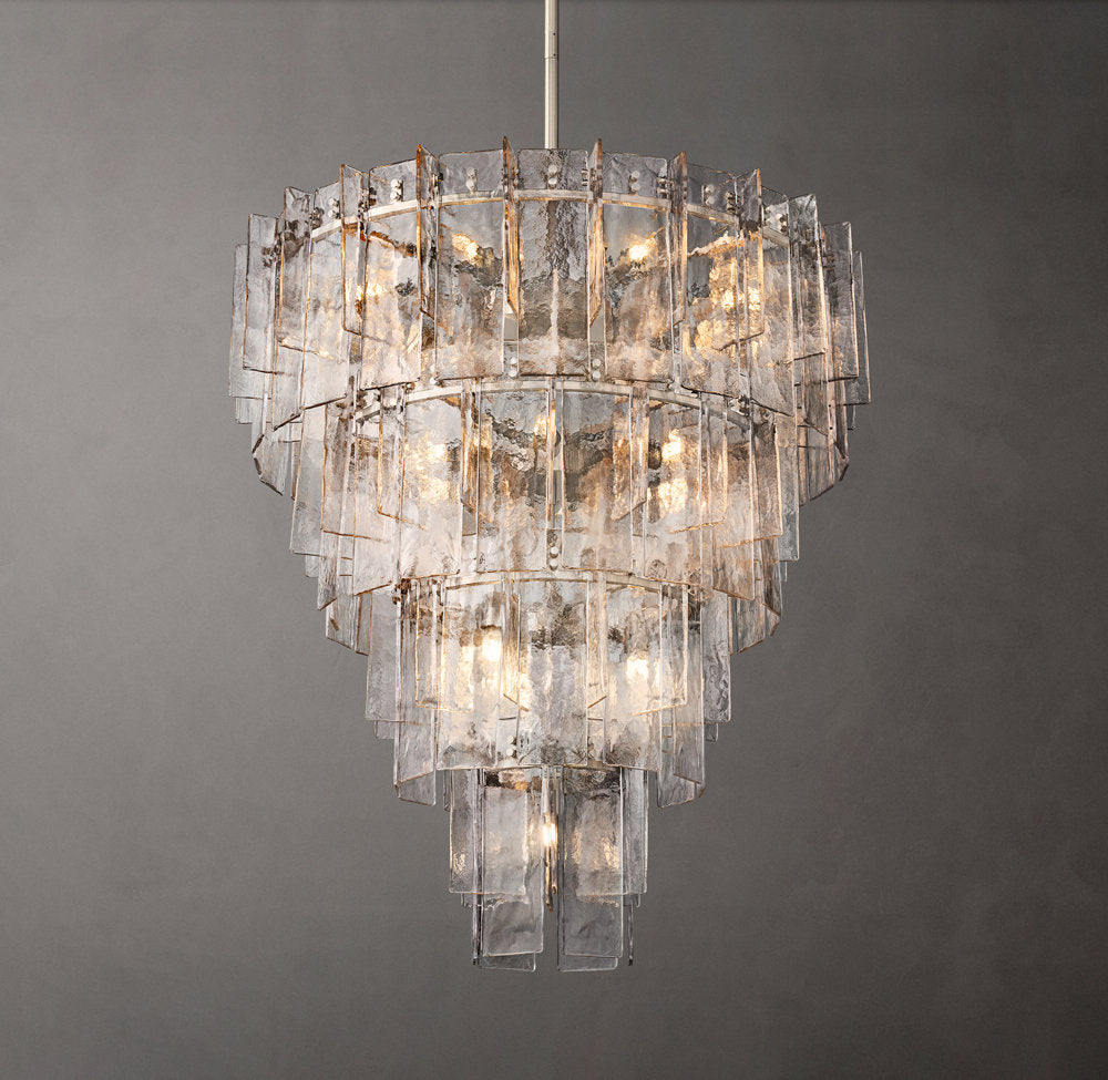 Lattice Clear Glass Tiered Round Chandelier 47"