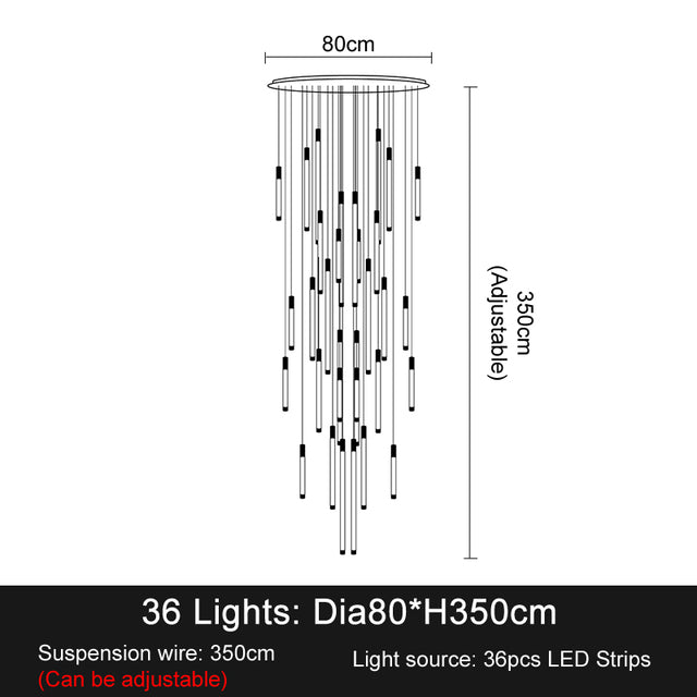 La Barra Staircase Foyer Chandelier, Black