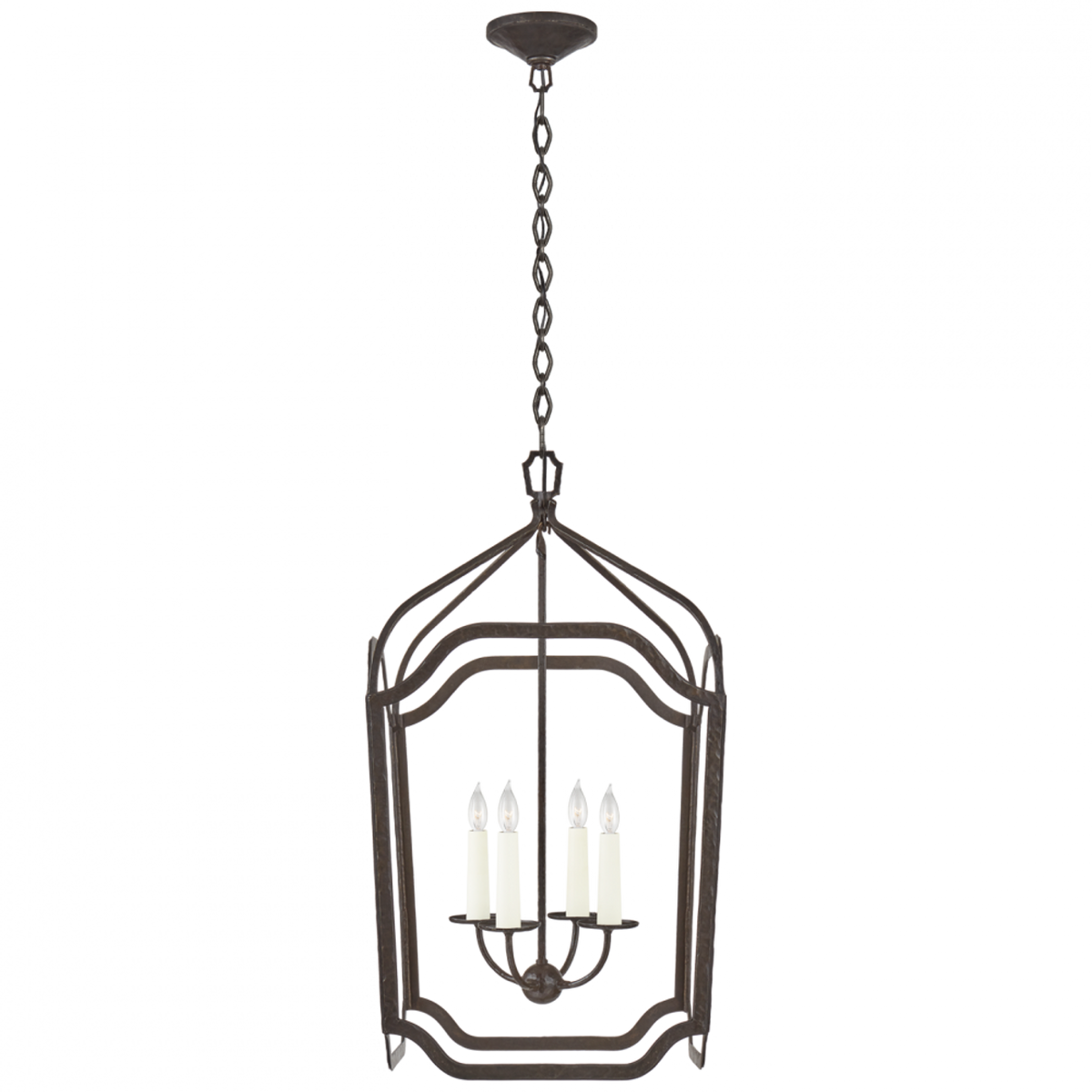 Michaela Large Chandelier - Aged Iron and Alabaster