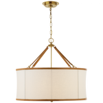 Cody Large Hanging Shade - Natural Brass with Saddle Leather