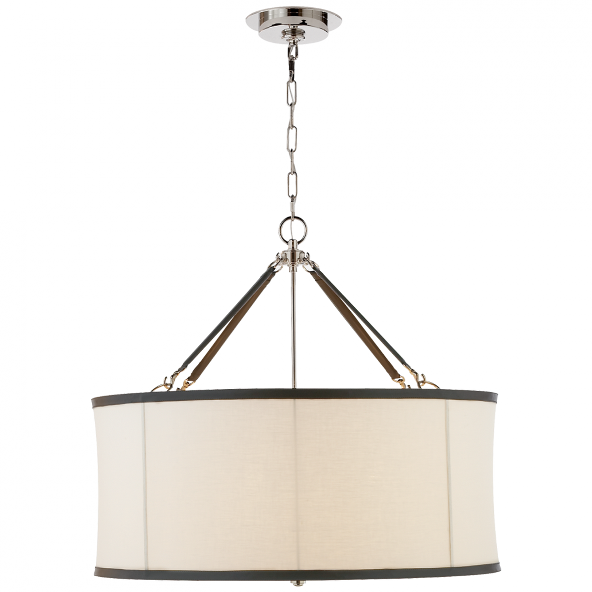 Cody Large Hanging Shade - Natural Brass with Saddle Leather