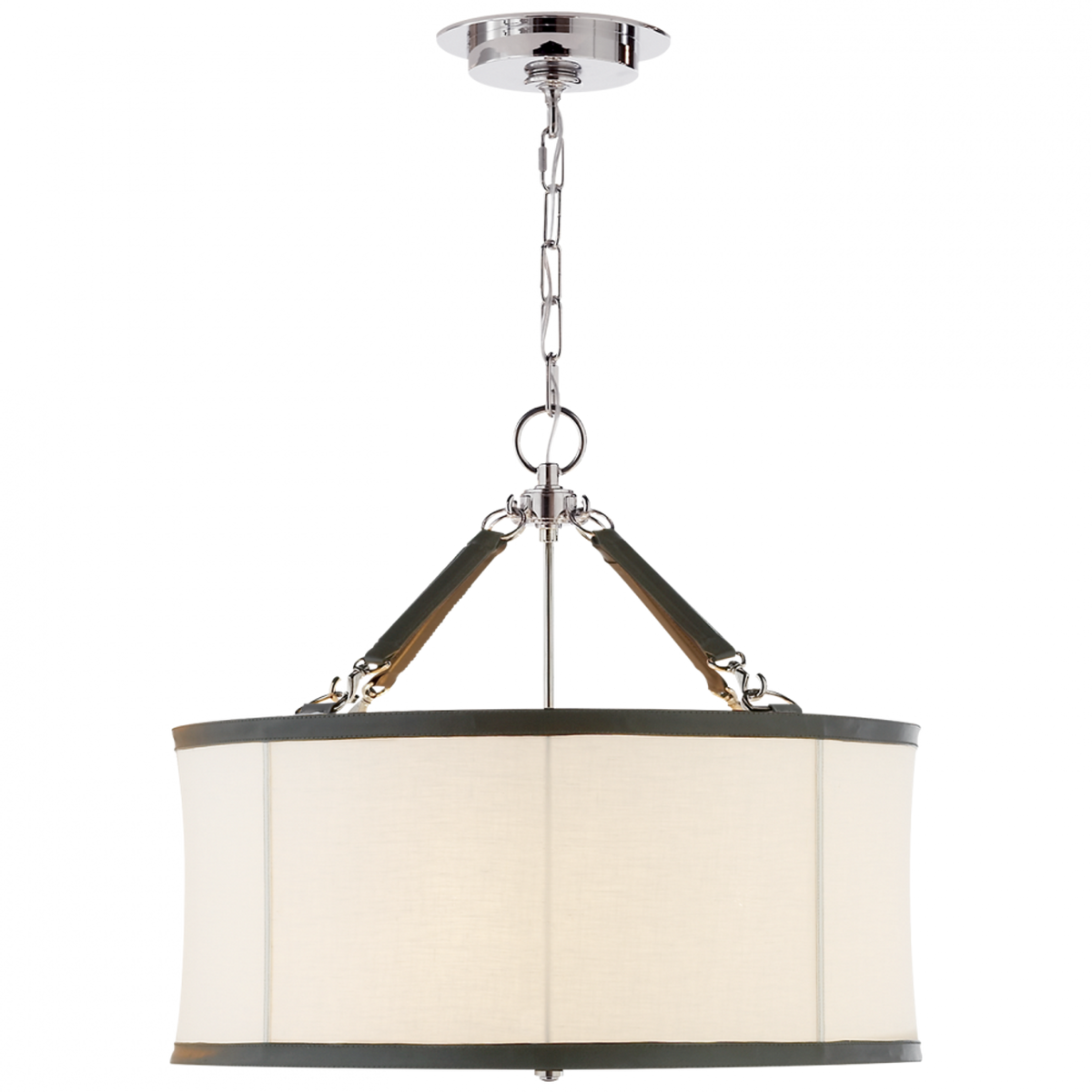 Cody Medium Hanging Shade - Polished Nickel with Chocolate Leather