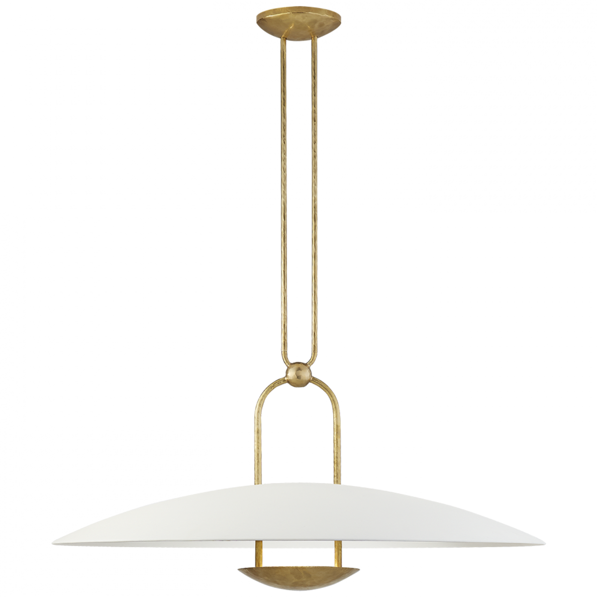 Karlie Large Hanging Shade - Polished Nickel and Chocolate Leather