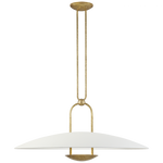 Karlie Large Hanging Shade - Polished Nickel and Chocolate Leather