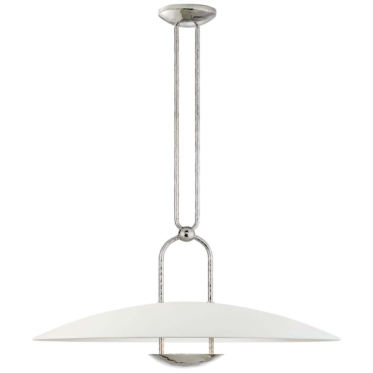 Karlie Large Hanging Shade Pendant - Natural Brass and Saddle Leather