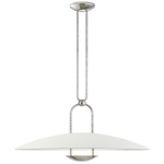 Karlie Large Hanging Shade Pendant - Natural Brass and Saddle Leather