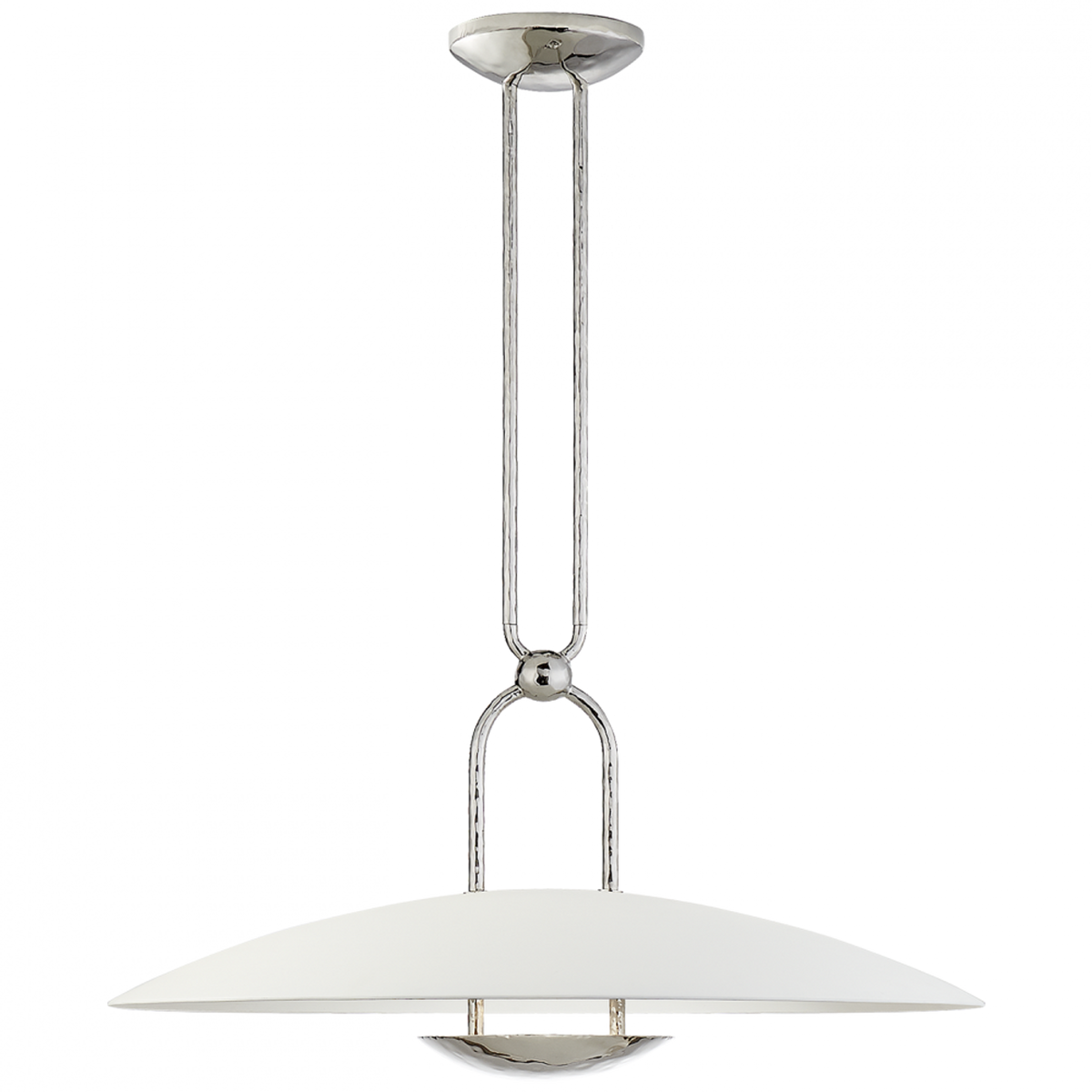 Karlie Large Hanging Shade - Polished Nickel and Chocolate Leather