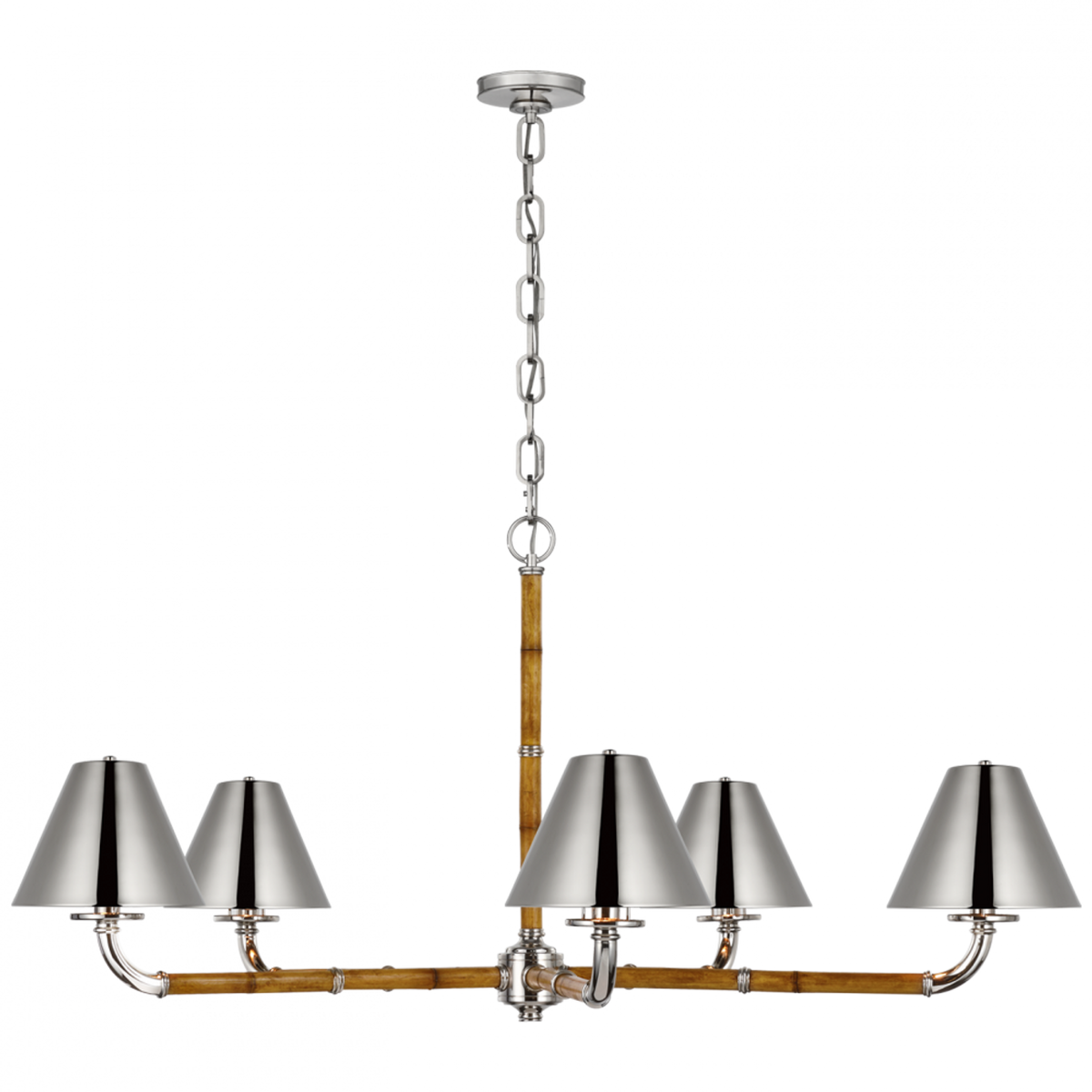 Dalfern Large Chandelier - Waxed Bamboo and Natural Brass