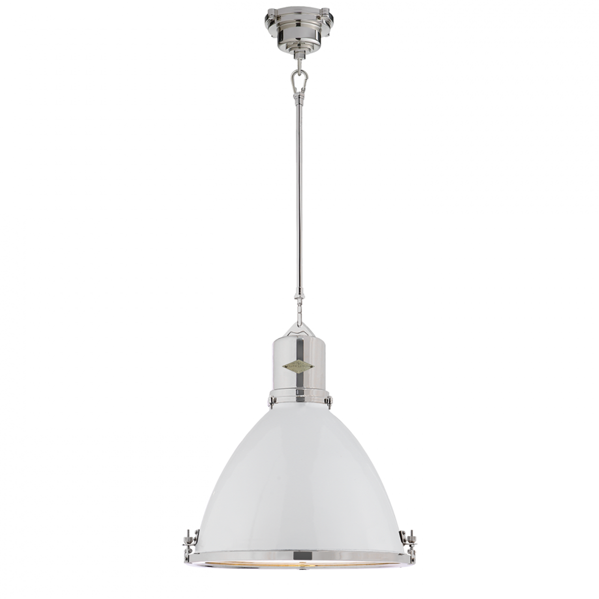 Cody Large Hanging Shade - Polished Nickel with Chocolate Leather