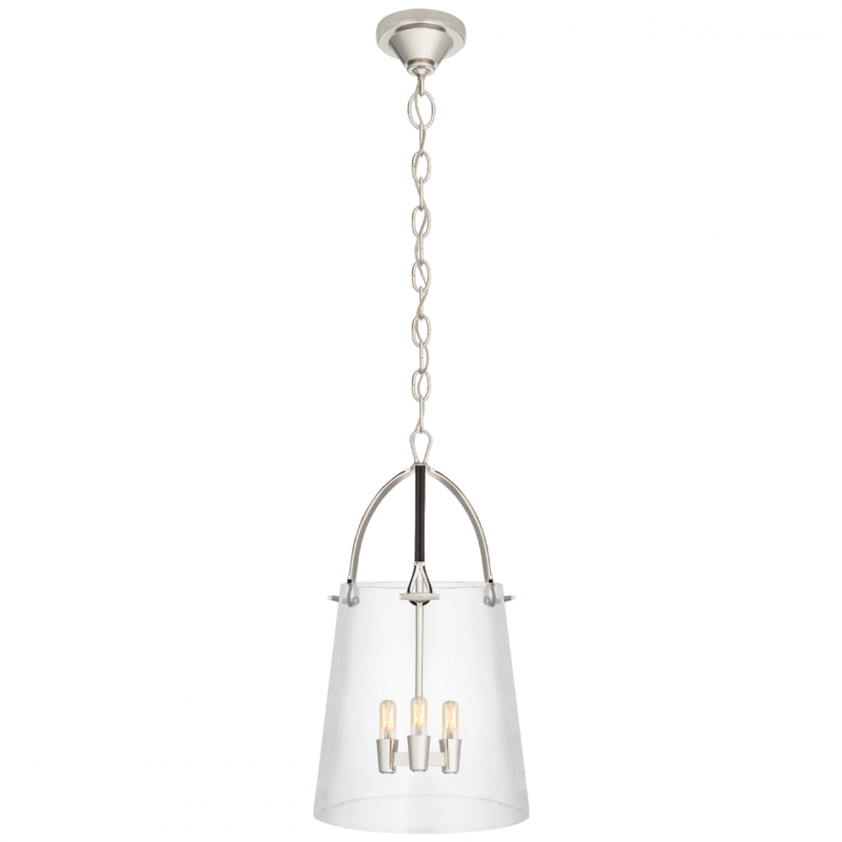 Julian Medium Lantern - Natural Brass and Saddle Leather