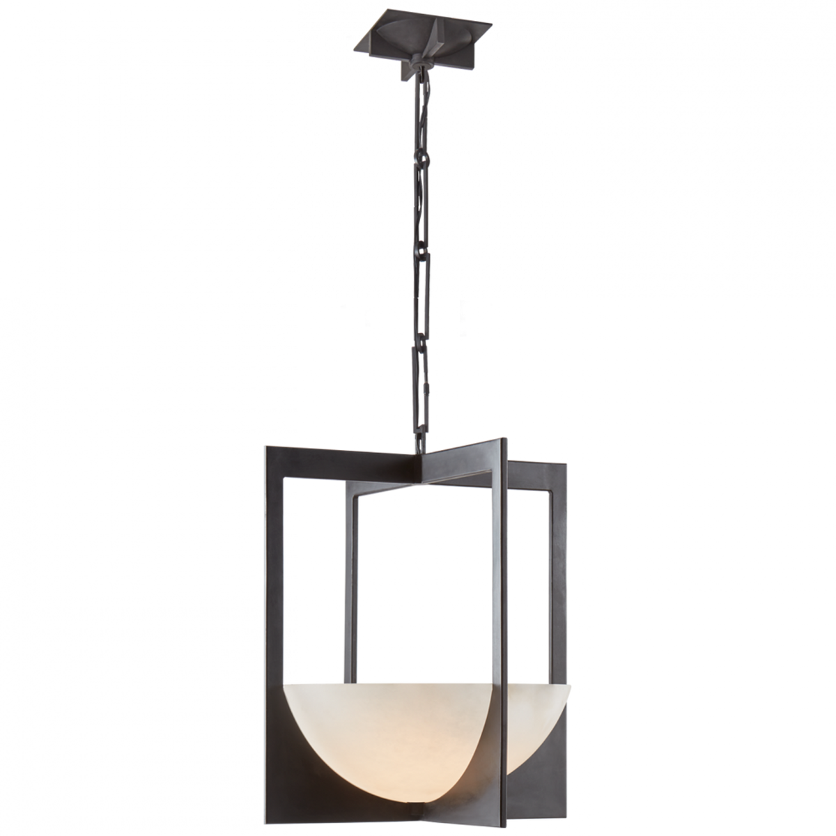 Julian Large Lantern - Natural Brass and Saddle Leather