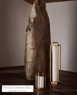 Northport Floor Lantern - Natural Brass and Teak
