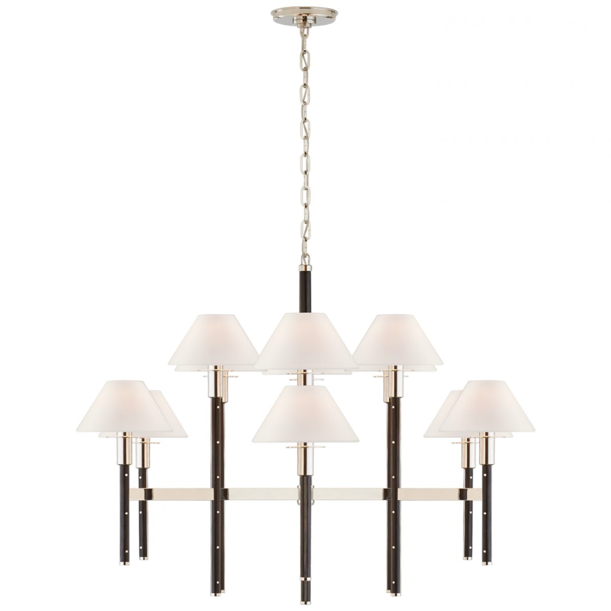 Radford Large Two Tier Chandelier - Polished Nickel and Black Ebony
