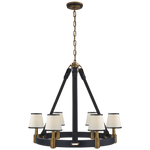 Riley Medium Ring Chandelier - Natural Brass and Navy Leather