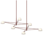Ray 67.75"W 6-Light Oxide Red Rectangle Chandelier w/ Opal White Shade