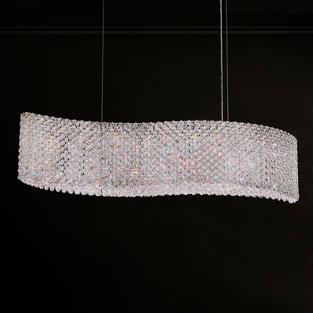 Refrax 8"H x 32"W 13-Light Crystal Pendant in Polished Stainless