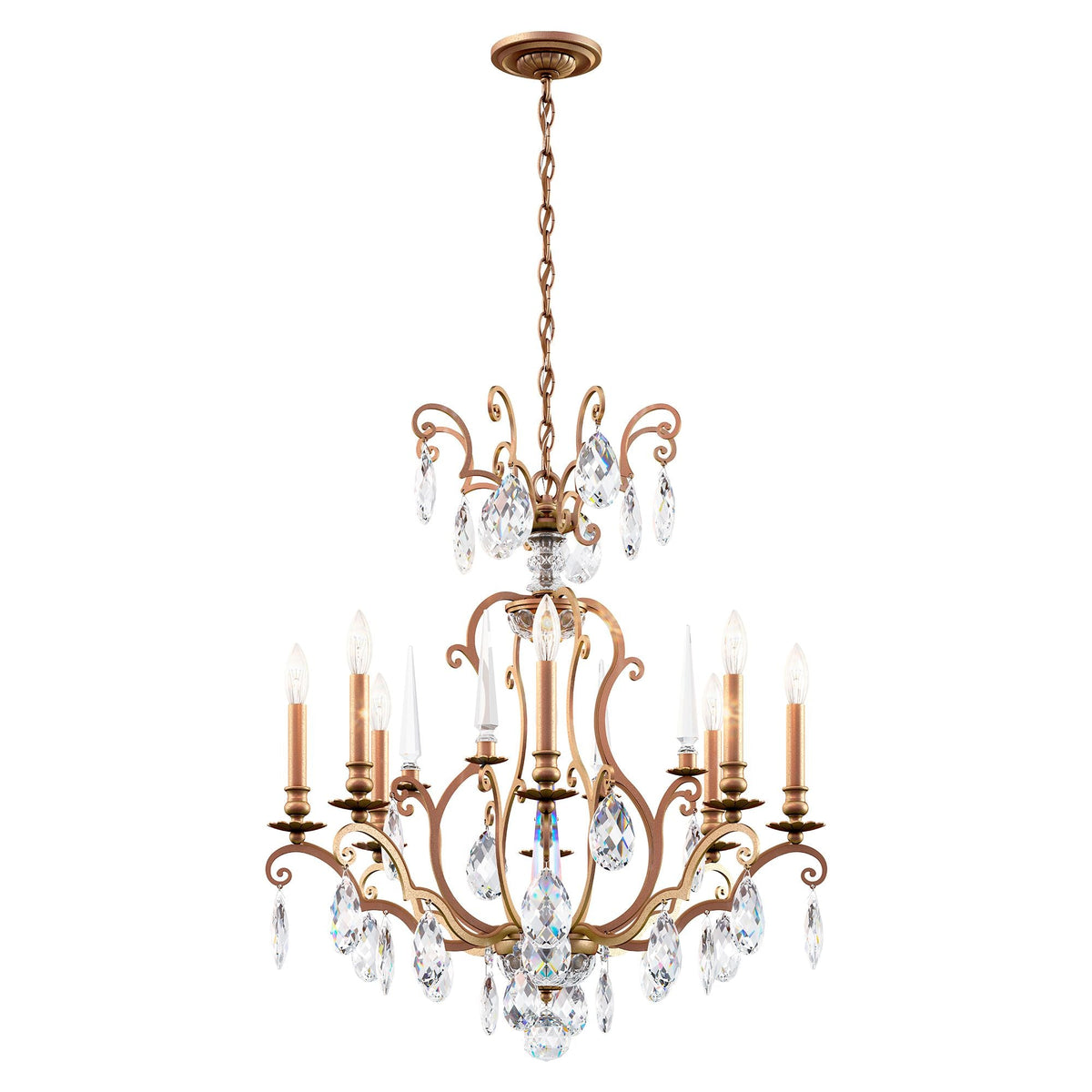 Renaissance Nouveau 31"H x 32"W 8-Light Crystal Chandelier in Etr