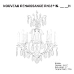 Renaissance Nouveau 31"H x 32"W 8-Light Crystal Chandelier in Hei