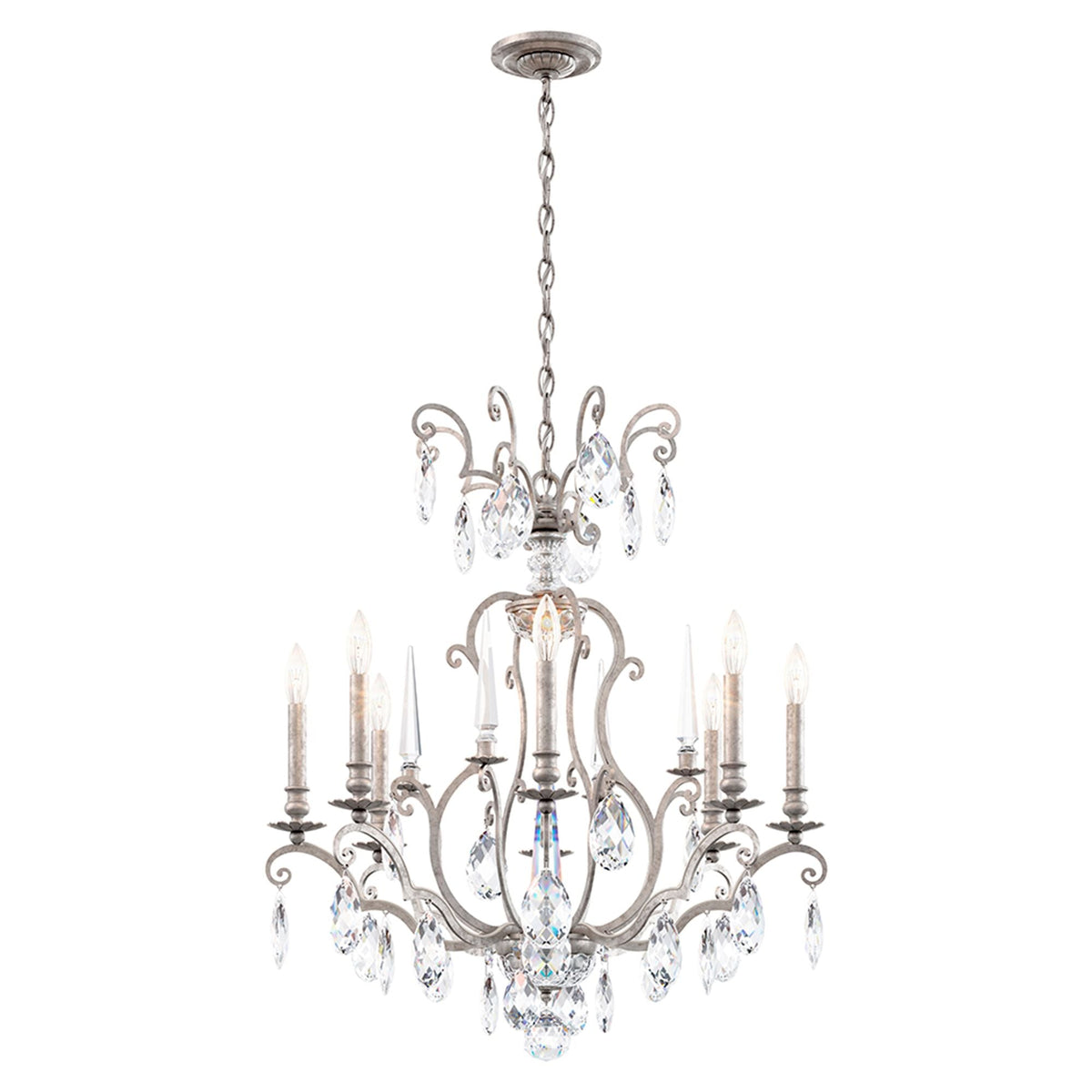 Renaissance Nouveau 31"H x 32"W 8-Lt Crystal Chandelier in Antiqu