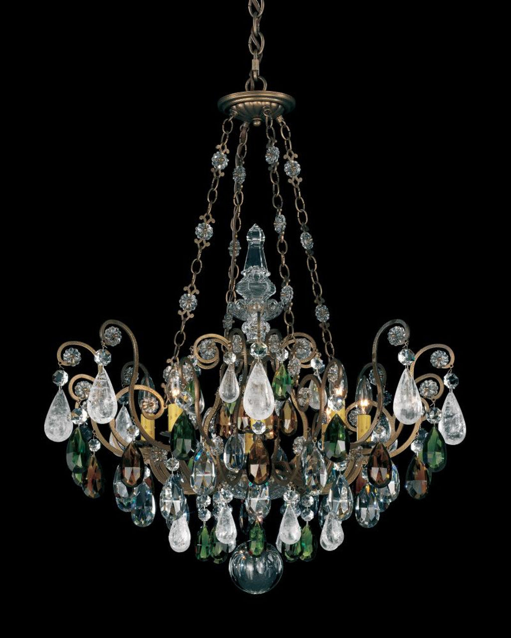 Renaissance Rock Crystal Chandelier, 16-Light, Antique Pewter, Clear Rock Crystal, 38"W (3573-47CL CELU7)
