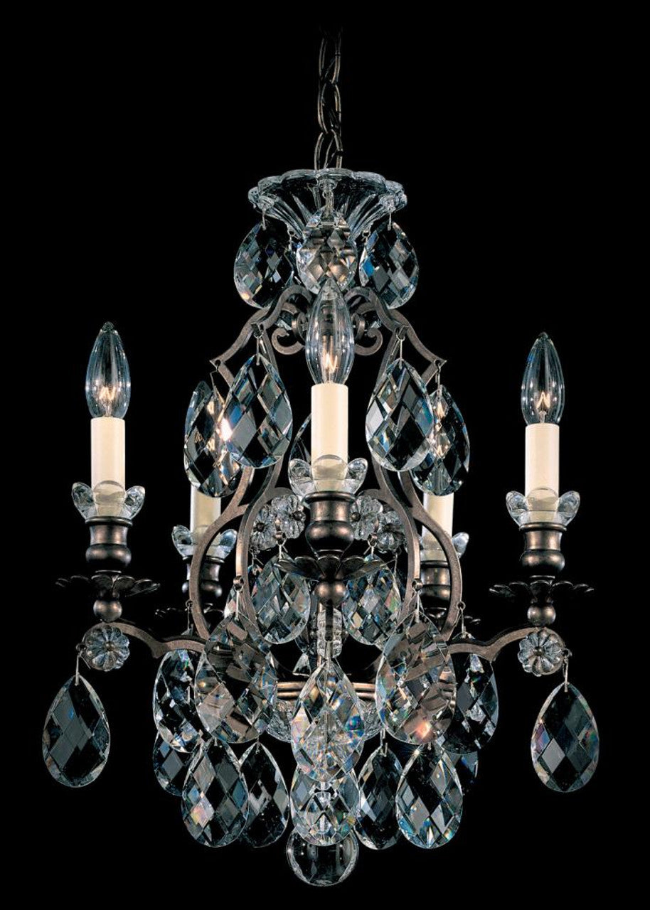 Renaissance Chandelier, 5-Light, Antique Silver, Clear Swarovski Crystal, 14.5"W (3769-48S AY2UV)