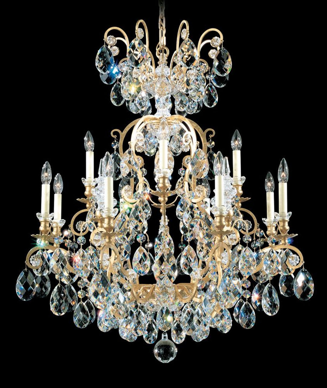 Renaissance Chandelier, 13-Light, Heirloom Gold, Clear Heritage Crystal, 32"W (3772-22 Y9QXU)